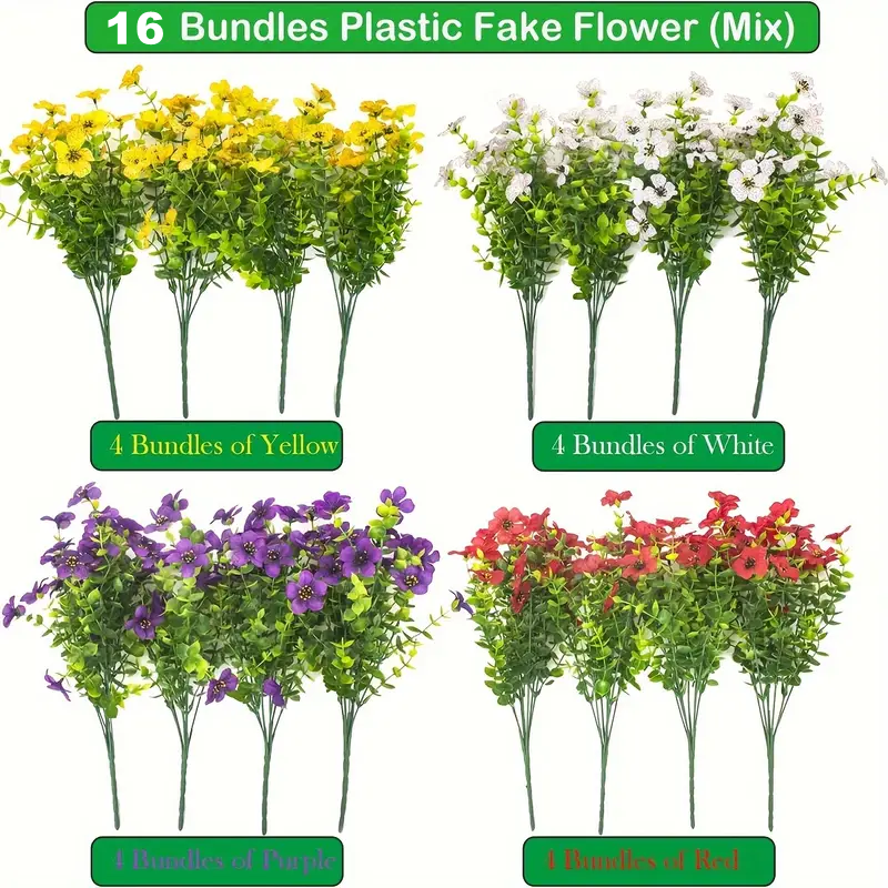 Artificial Eucalyptus Violets Faux Flowers UV Resistant for Outdoors, Bulk Quantity