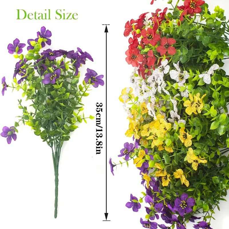 Artificial Eucalyptus Violets Faux Flowers UV Resistant for Outdoors, Bulk Quantity