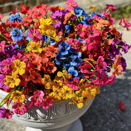 24 Bundles Artificial Flowers UV Resistant Outdoor Silk Floral Stems Bulk Pack