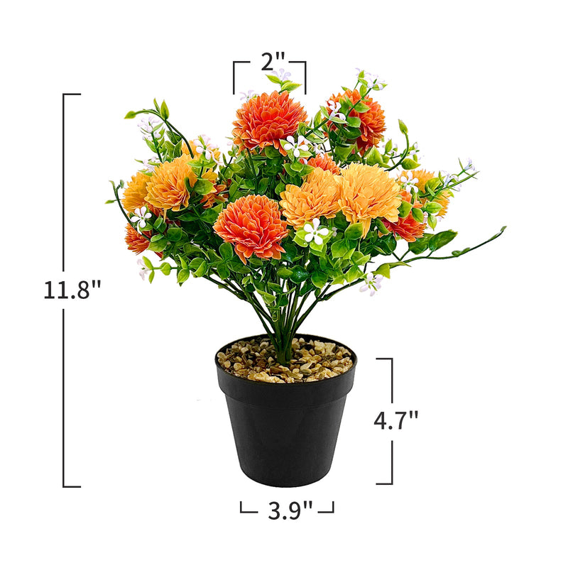 Chrysanthemum Artificial Potted Plants 6 Pcs Silk Flowers for Indoor Outdoor Decor