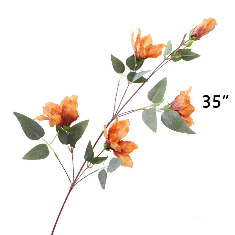 Artificial Orange Silk Flowers Combo – 6 Stems, 12 Inch