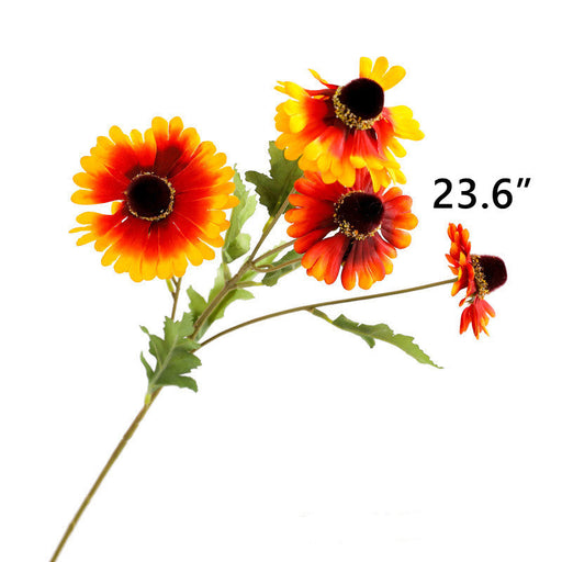 Artificial Orange Silk Flowers Combo – 6 Stems, 12 Inch