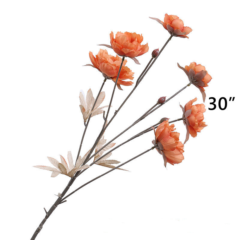 Artificial Orange Silk Flowers Combo – 6 Stems, 12 Inch