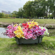 17 Inch Artificial Phalaenopsis Butterfly Orchid Bushes, 4 Bushes Bulk Set for Outdoor Decor