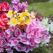 17 Inch Artificial Phalaenopsis Butterfly Orchid Bushes, 4 Bushes Bulk Set for Outdoor Decor