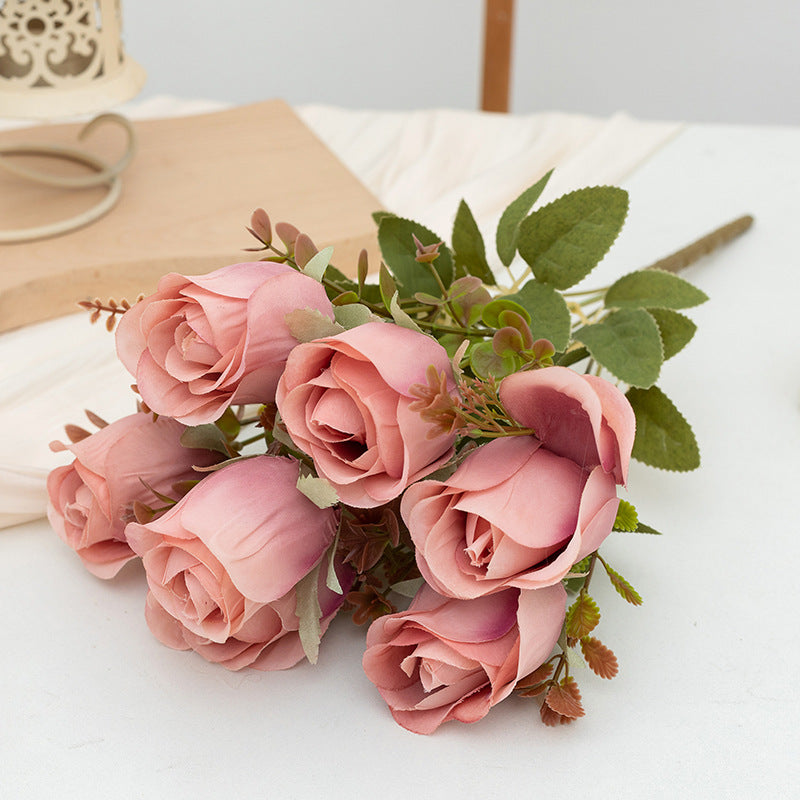 Artificial Rose Bush 10 Pcs Rose Buds Bulk Silk Flowers Wholesale