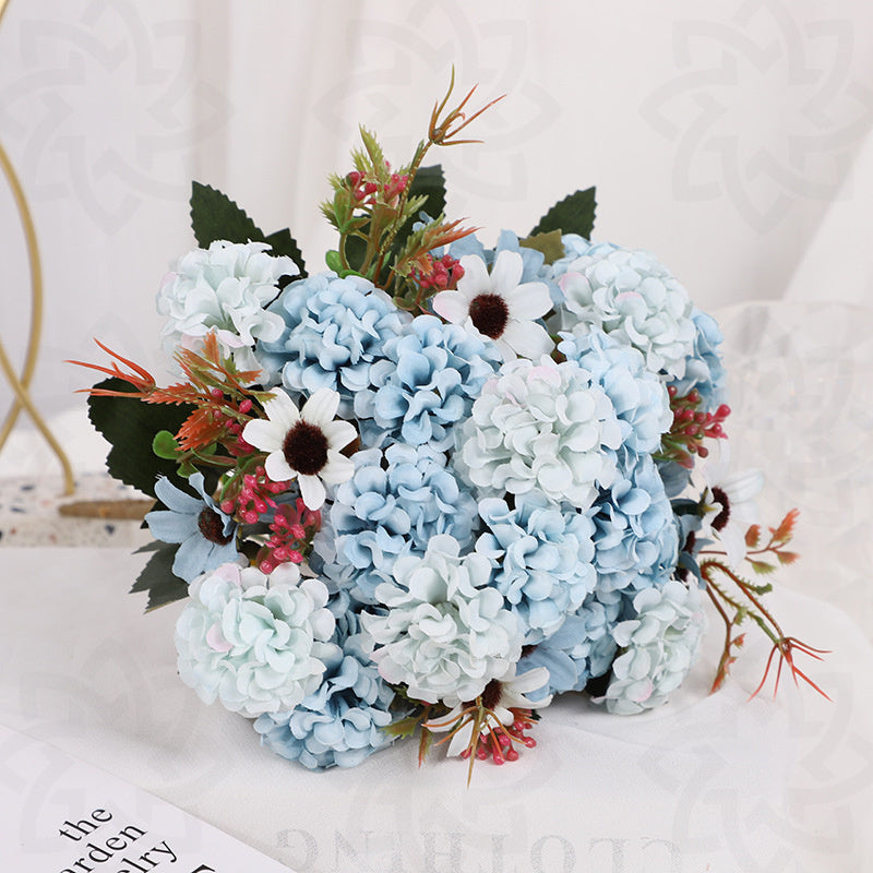 11 Inch Artificial Silk Hydrangea Bush 6 Stems Autumn Floral Decoration Bulk