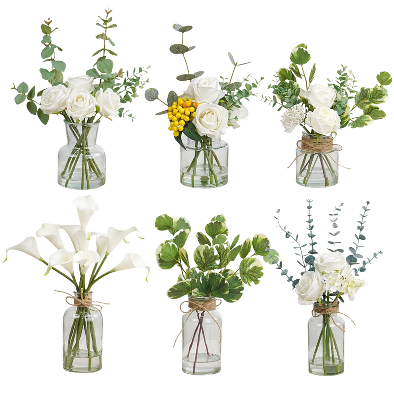 6 Styles White Artificial Flower Centerpieces Bulk Set for Wedding Decor