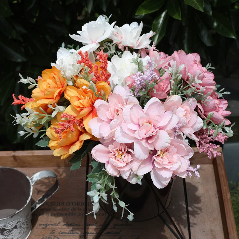 Artificial Freesia Flowers 11.8 Inch Realistic Silk 6 Stems Durable Fake Floral Decor for Wedding Party Indoor