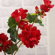 Geranium Artificial Flowers 10 Stems 12 Inch Red Silk Hanging Trailing Bush Spray