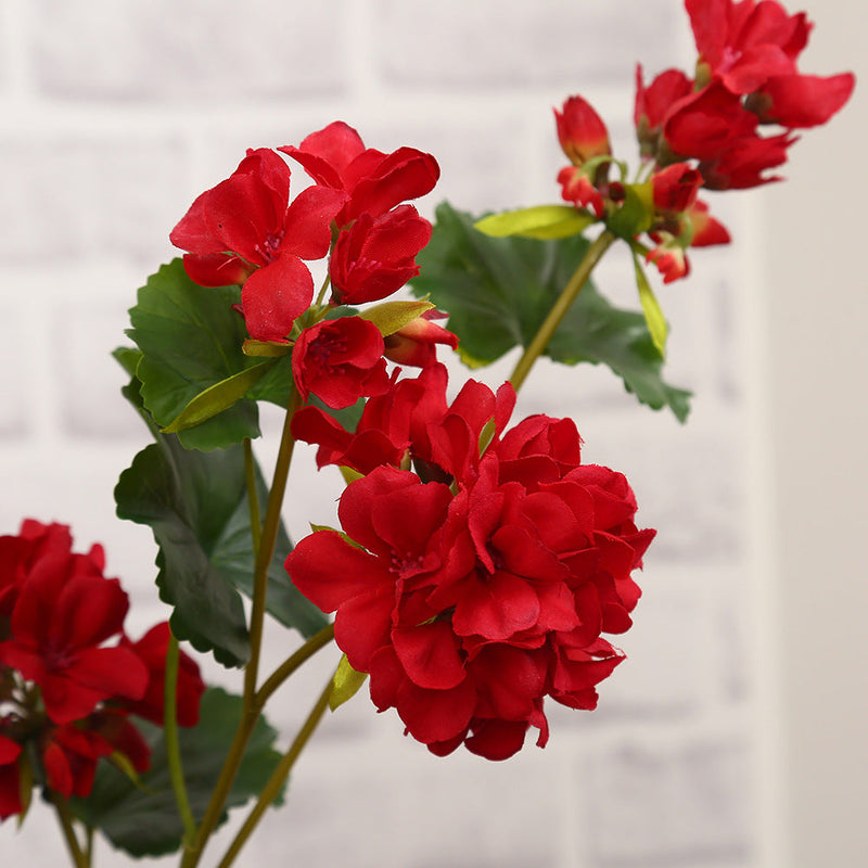 Geranium Artificial Flowers 10 Stems 12 Inch Red Silk Hanging Trailing Bush Spray