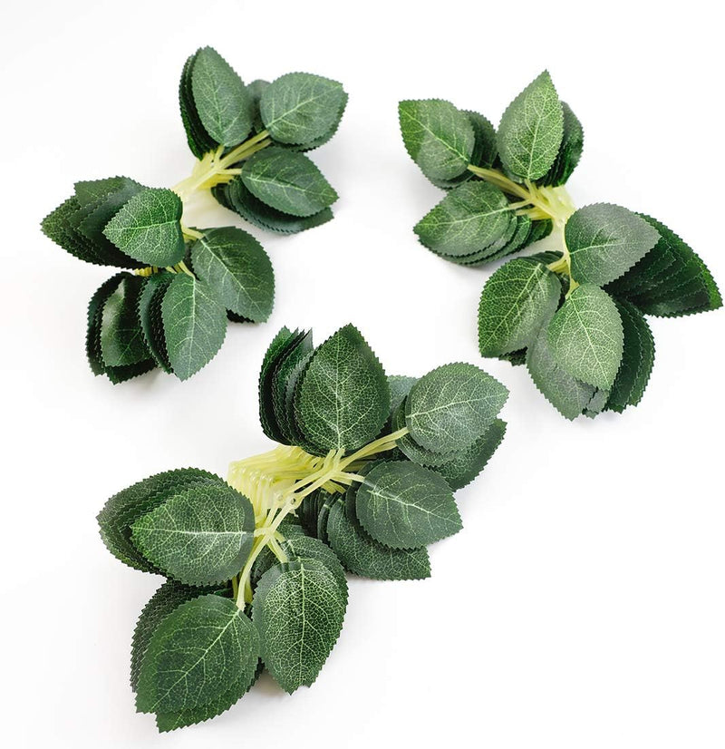 100 Pcs Artificial Rose Leaves for DIY Wedding Cake Decoration and Packaging