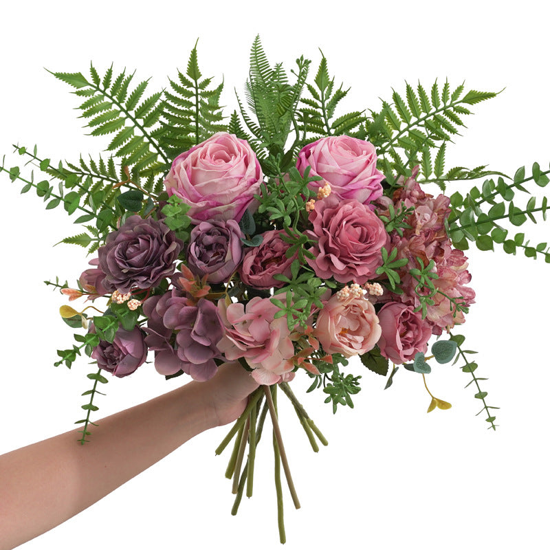 16.5 Inch Artificial Plants Combo Greenery Real Touch Silk Foliage