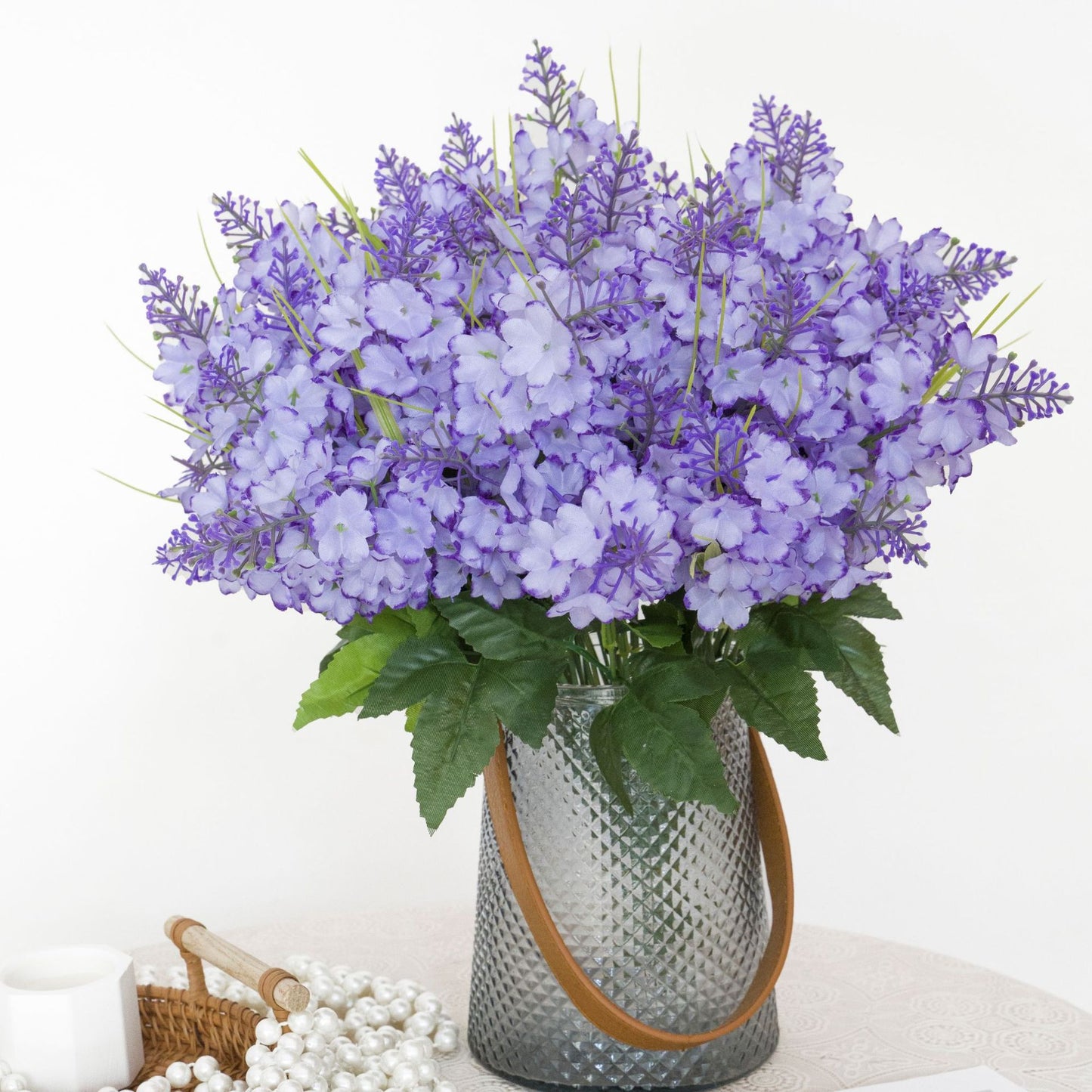 "14.57 Inch Artificial Hyacinth Flowers, 5-Head Fake Hyacinth Bouquet for Home Decor, Faux Flower Arrangement for Wedding/Office/Garden"