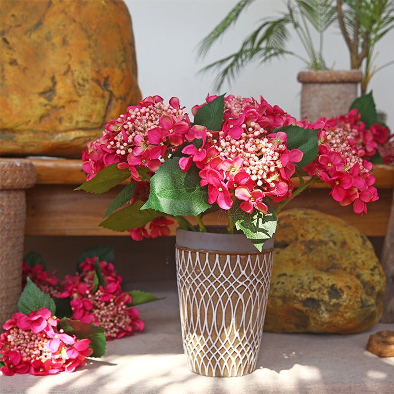 17 Inch Silk Hydrangea Stems with Seeds, 10 Pcs Artificial Flowers Bulk Pack