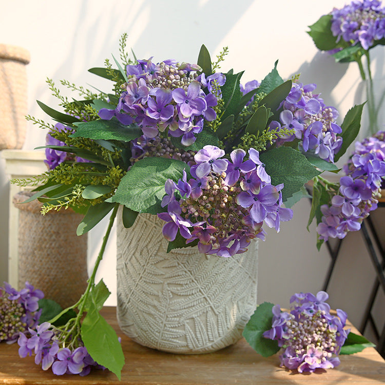 17 Inch Silk Hydrangea Stems with Seeds, 10 Pcs Artificial Flowers Bulk Pack