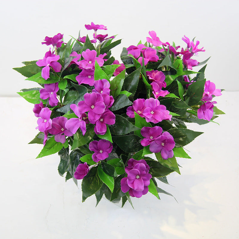 10 Bundles 16 Inch UV Resistant Artificial Impatiens Bush Flowers for Outdoors Bulk Wholesale