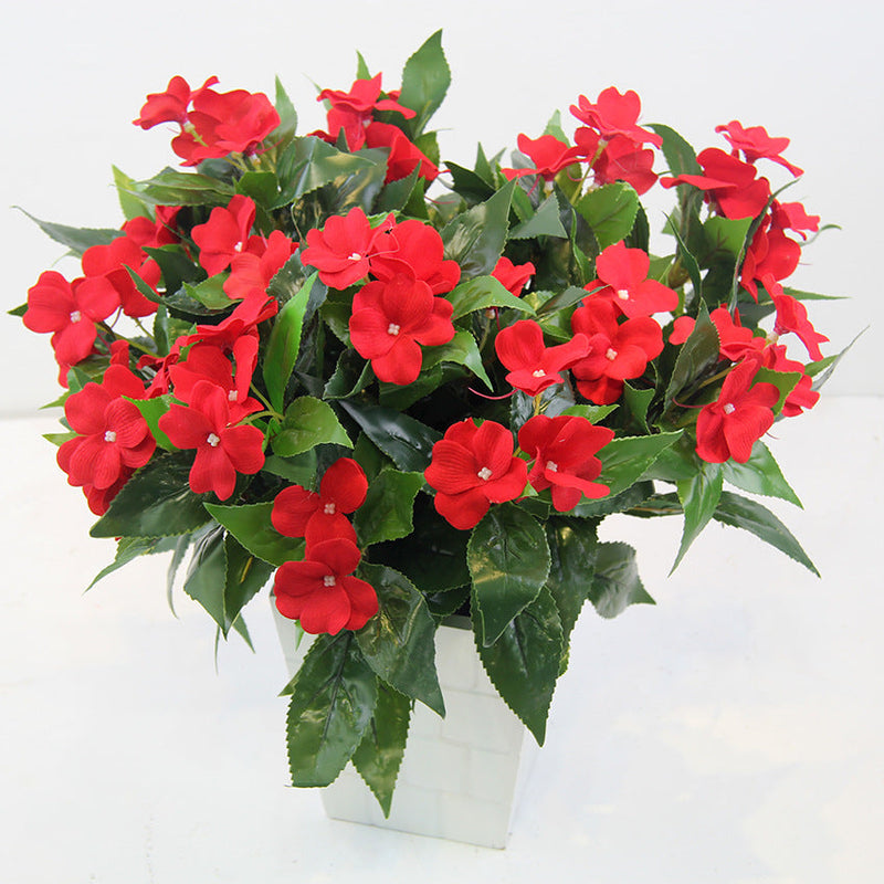 10 Bundles 16 Inch UV Resistant Artificial Impatiens Bush Flowers for Outdoors Bulk Wholesale