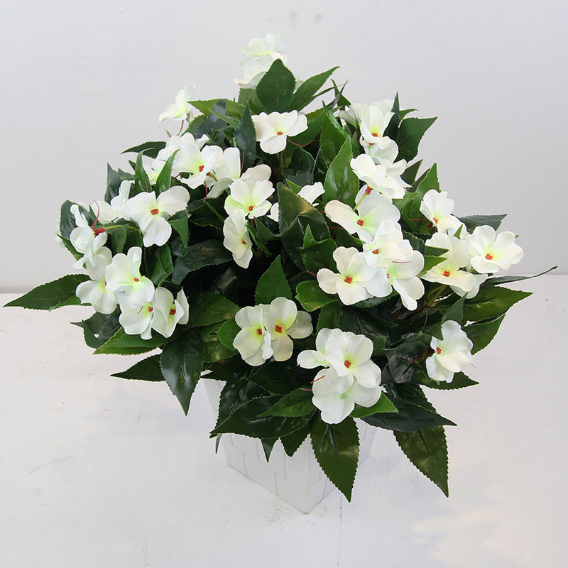 10 Bundles 16 Inch UV Resistant Artificial Impatiens Bush Flowers for Outdoors Bulk Wholesale