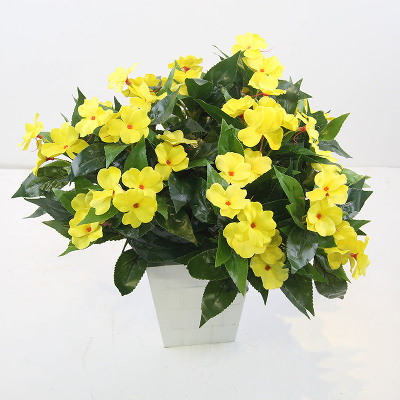 10 Bundles 16 Inch UV Resistant Artificial Impatiens Bush Flowers for Outdoors Bulk Wholesale