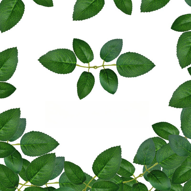 100 Pcs Artificial Rose Leaves for DIY Wedding Cake Decoration and Packaging