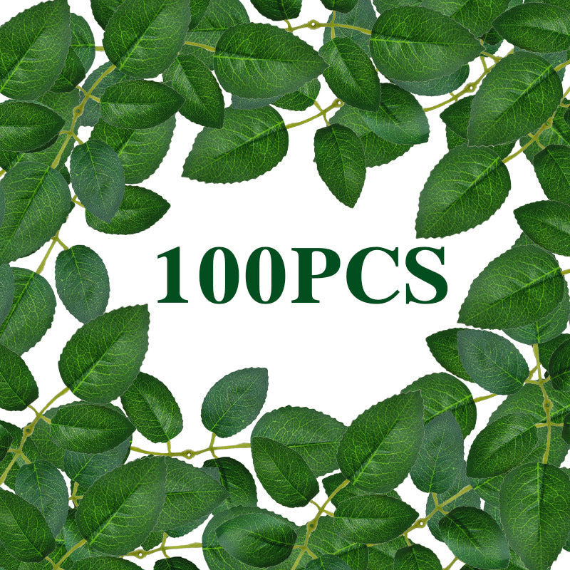 100 Pcs Artificial Rose Leaves for DIY Wedding Cake Decoration and Packaging