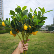 14 Inch Artificial Lemon Bush Branches 6 Pcs Silk Fake Strawberry Stems for Home Decor Holiday Decorations