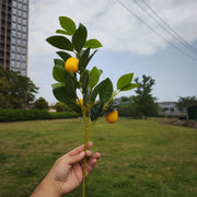 14 Inch Artificial Lemon Bush Branches 6 Pcs Silk Fake Strawberry Stems for Home Decor Holiday Decorations