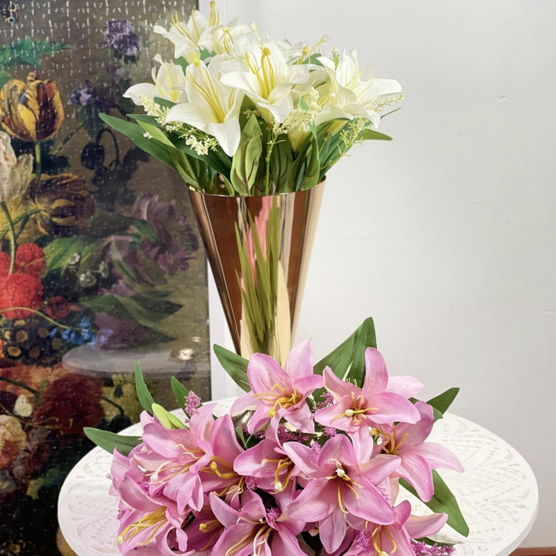 2 Pcs 13 Inch Artificial Lily Bush Bouquet Table Centerpiece Arrangement