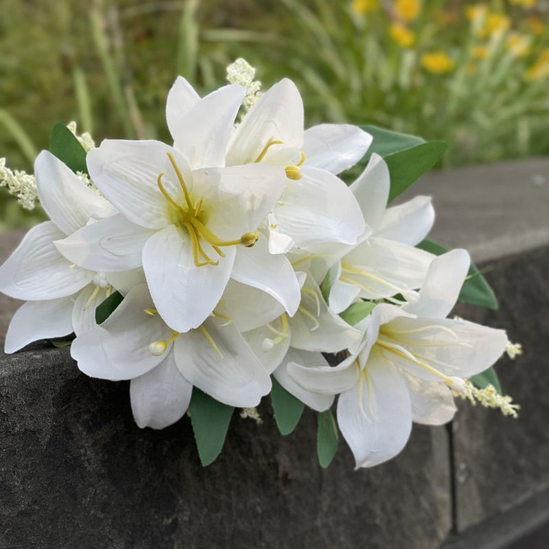 2 Pcs 13 Inch Artificial Lily Bush Bouquet Table Centerpiece Arrangement