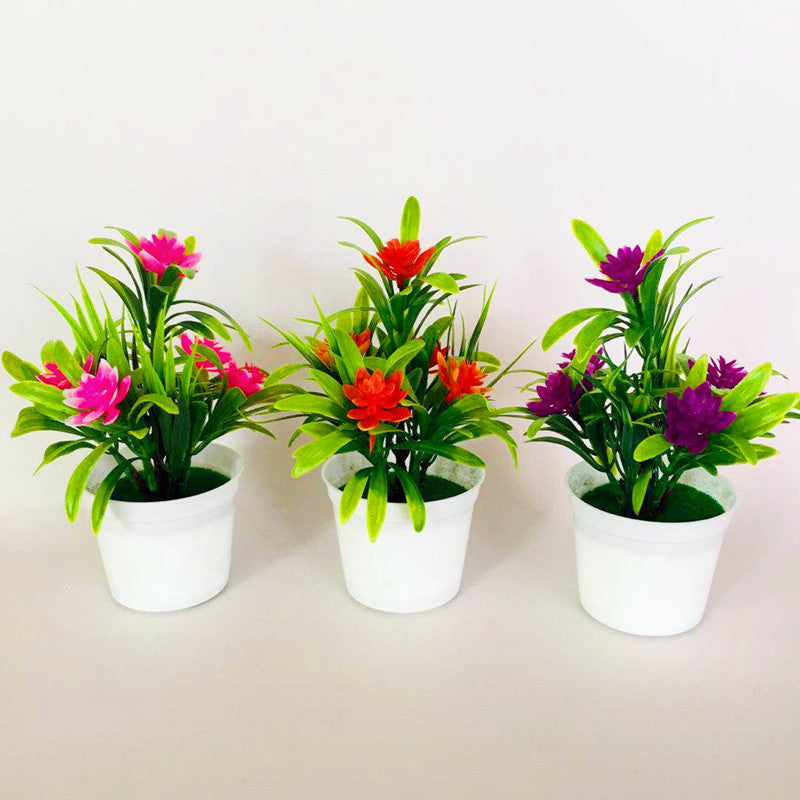 Artificial Lotus Flower Potted Plant 6 Stems Green Silk Bulk for Garden Home Bonsai Decor
