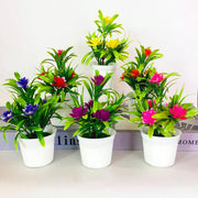 Artificial Lotus Flower Potted Plant 6 Stems Green Silk Bulk for Garden Home Bonsai Decor