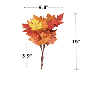 Artificial Silk Maple Fall Leaves Bush, 12 Inch, 10 Pcs, Autumn Decor