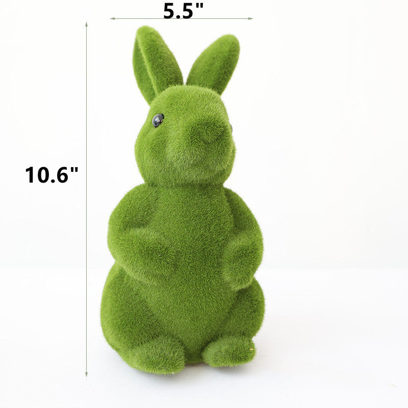 Bulk Easter Bunny Topiary 12 Inch Furry Flocked Moss Artificial Bunny Decoration