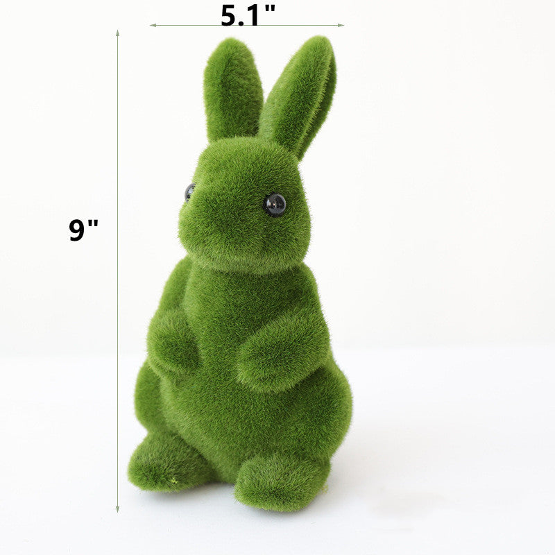 Bulk Easter Bunny Topiary 12 Inch Furry Flocked Moss Artificial Bunny Decoration