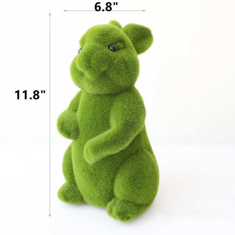 Bulk Easter Bunny Topiary 12 Inch Furry Flocked Moss Artificial Bunny Decoration