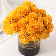 10 Pcs Artificial Pompon Mum Flowers Bouquet Fall Small Silk Table Decorations