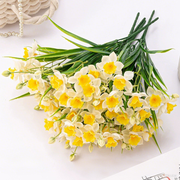 Artificial Daffodil Flowers 5 Stems 10 Blooms 14.6 Inch Tall Silk Floral Arrangement
