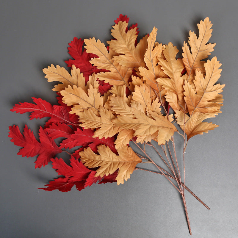 24 Inch Artificial Oak Leaf Stems 10 Pcs Bulk Autumn Thanksgiving Decor Silk Leaves