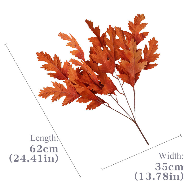 24 Inch Artificial Oak Leaf Stems 10 Pcs Bulk Autumn Thanksgiving Decor Silk Leaves