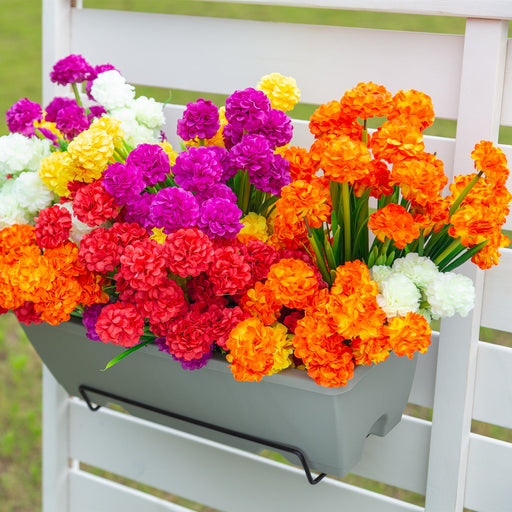 8 Bundles Artificial Hydrangea Bush Flowers UV Resistant for Outdoors, 12 Inch, Green and White