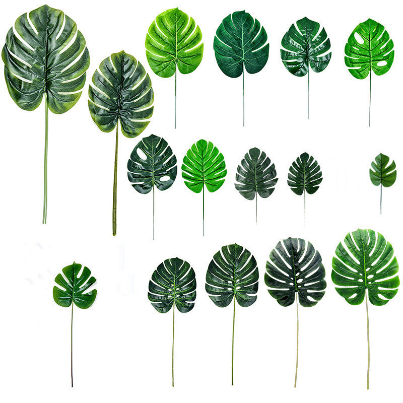 20 Pcs Artificial Palm Leaves 12 Inch Tropical Jungle Leaf Bulk Party Decorations
