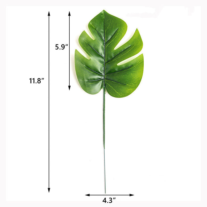 20 Pcs Artificial Palm Leaves 12 Inch Tropical Jungle Leaf Bulk Party Decorations
