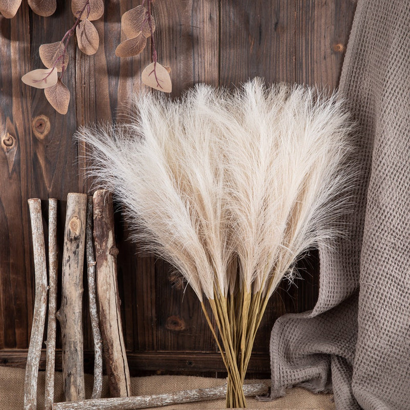 45 Pcs 17.7 Inch Cream Artificial Pampas Grass Stems Fall Bouquet Decoration