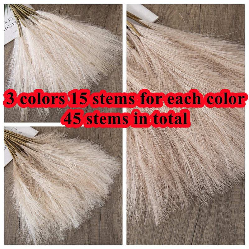 45 Pcs 17.7 Inch Cream Artificial Pampas Grass Stems Fall Bouquet Decoration
