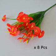 8 Bundles Anthurium Bush Artificial Flowers UV Resistant for Outdoor Gardening