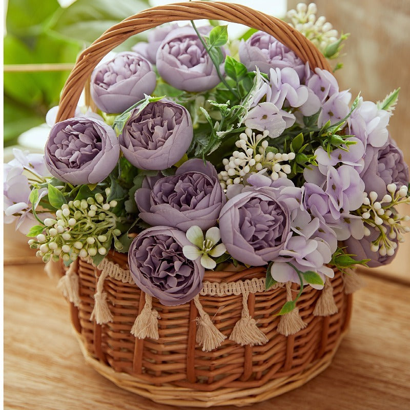 10 Inch Artificial Peony Bush 1 Stem Small Faux Silk Peony for Wedding Arrangement