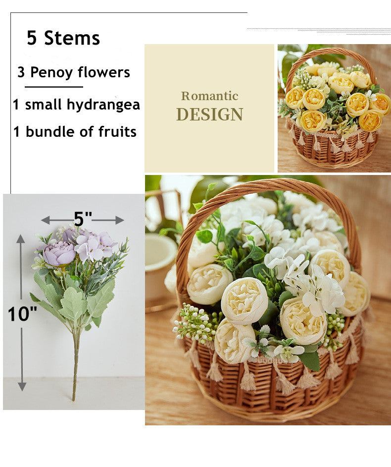 10 Inch Artificial Peony Bush 1 Stem Small Faux Silk Peony for Wedding Arrangement