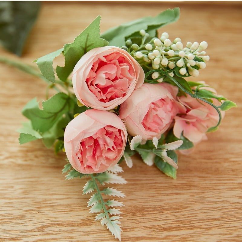 10 Inch Artificial Peony Bush 1 Stem Small Faux Silk Peony for Wedding Arrangement