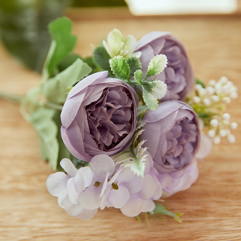 10 Inch Artificial Peony Bush 1 Stem Small Faux Silk Peony for Wedding Arrangement